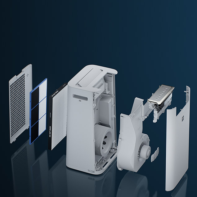 Sharp UA-HG50E-L z rozłożonymi filtrami