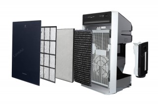 Panasonic F-VXR90G-K przekrój, widok na filtry i zbiornik