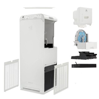 Daikin MCK55W - rozłożone: kratki wlotu i wywiewu, zbiornik oraz filtry