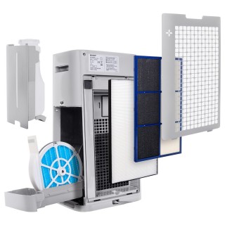 Sharp UA-HG50E-L - rozłożone filtry oraz zbiornik na wodę