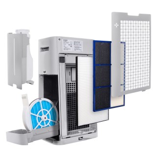 Sharp UA-HG60E-L - rozłożone filtry oraz zbiornik na wodę