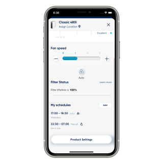 Zrzut z aplikacji Blueair