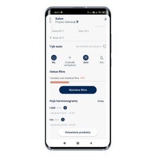 Zrzut z aplikacji Blueair - harmonogramy