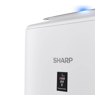 Sharp UA-KIN40E-W - zbliżenie na logo producenta oraz Plasmacluster
