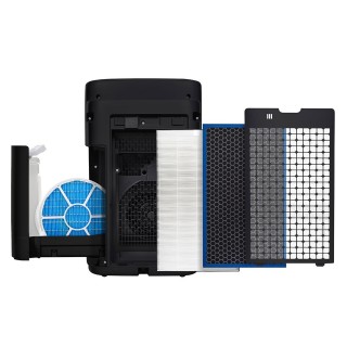 Sharp UA-KIN52E-H - rozłożone filtry oraz zbiornik na wodę