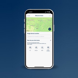 Zrzut z aplikacji Blueair - funkcja "Witaj w domu"